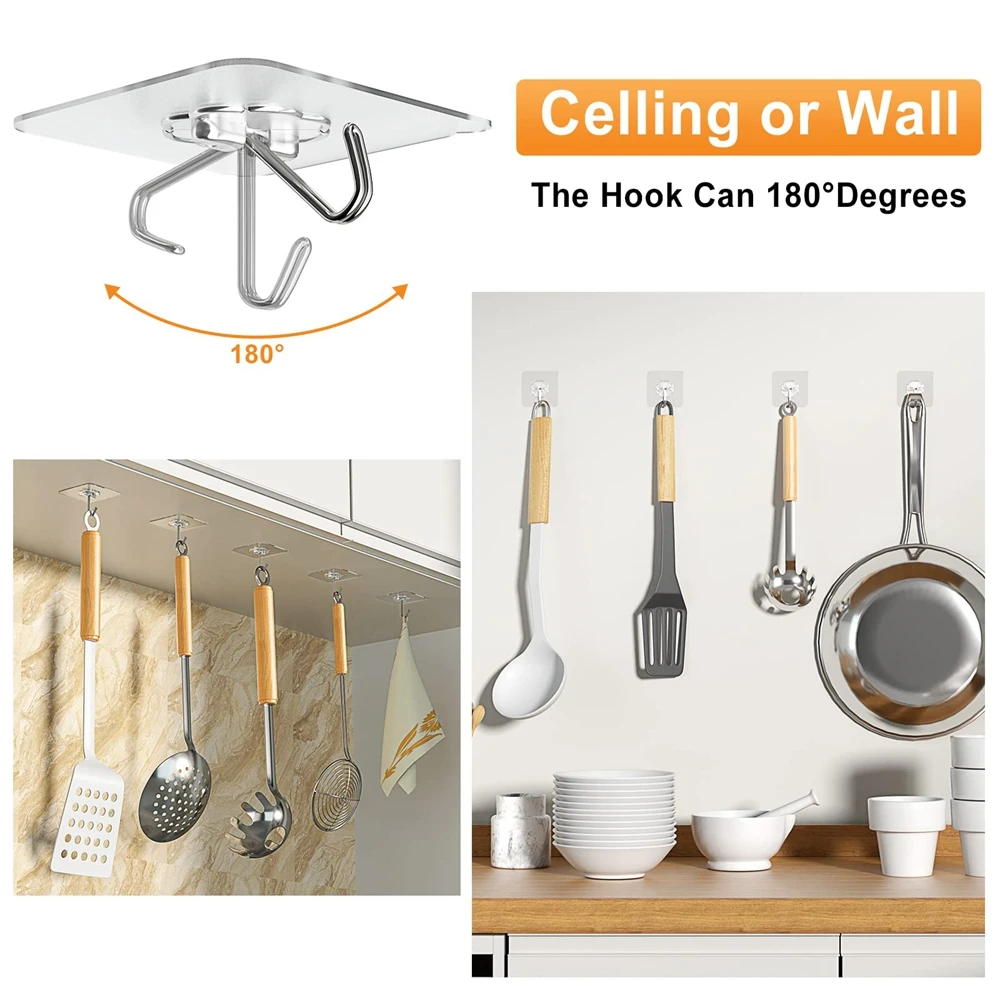 10/20pcs Adhesive Hooks for Hanging Heavy Duty Wall Hooks Sticky Hooks Waterproof Wall Hangers Without Nails for Kitchen