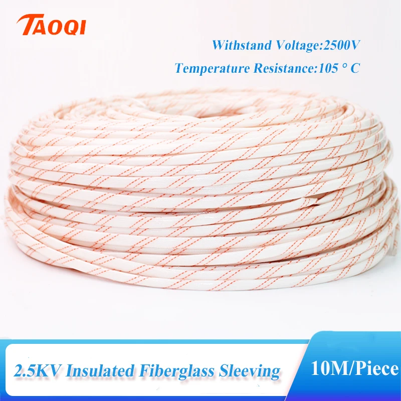 

1 Pack of 10 Meters 2.5KV Yellow Wax Tube 3mm~16mm Fiberglass Sleeving High Temperature Insulated Wire Casing Glass Fiber Tube