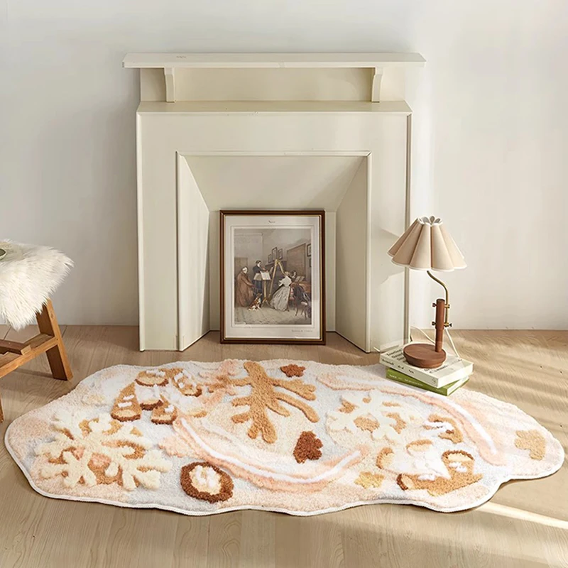 Tufted Carpet Home Floral Rug Irregular Floor Mat Soft Flocking Bedroom Carpet Kid Room Bedside Rug Living Room Rug Home Decor