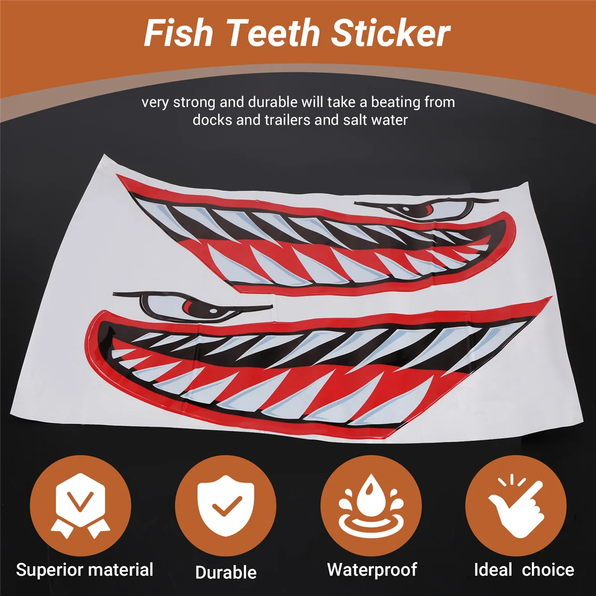 2pcs กันน้ํา Kayak สติกเกอร์ DIY ฟันฉลามปากสติกเกอร์เรือรถบรรทุกอุปกรณ์เสริม