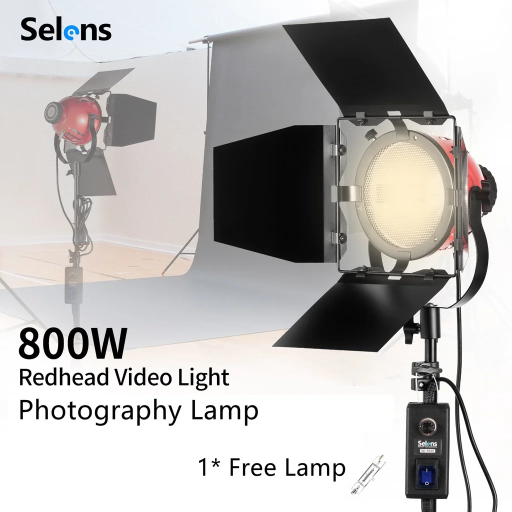 

Selens 800W 3200K Photo Studio Red Headlight Spotlight Photography Warm Color Light For Live Broadcast Room Fill light Accessory