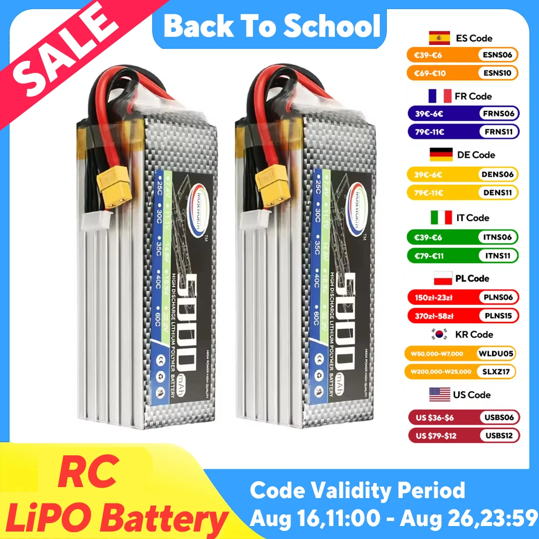RC Lipo Batterie 2S 3S 4S 5S 6S 2200 3300 3500 4200 mAh 7,4 V 11,1 V 14,8 V 18,5 V 22,2 V für Racing Flugzeug Hubschrauber RC Modell Teile