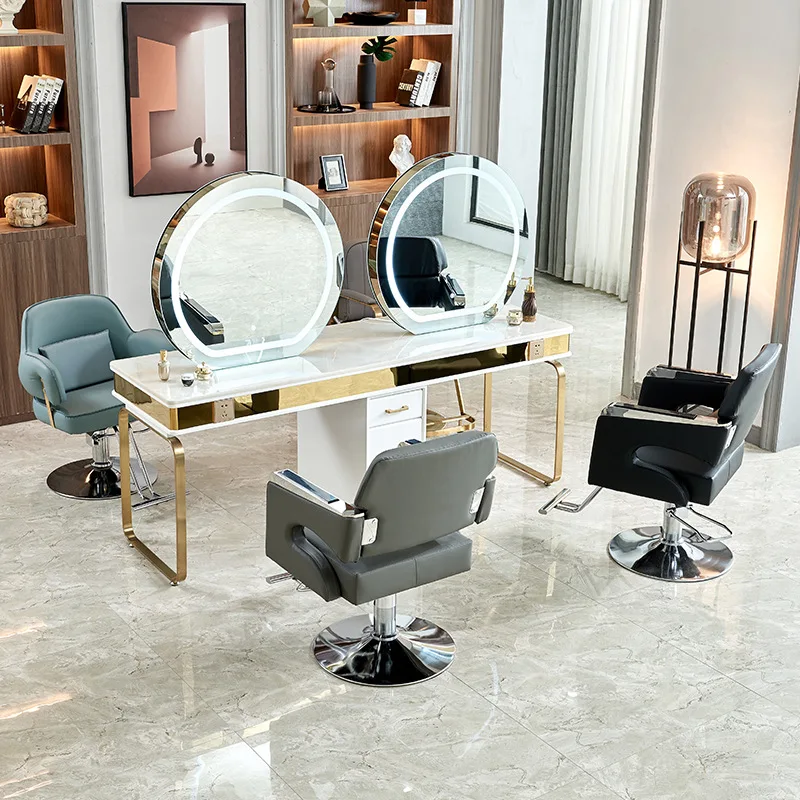 Barber shop mirror table, special for hair salon, with cabinet for hair cutting, perm and dyeing table, single-sided double-side