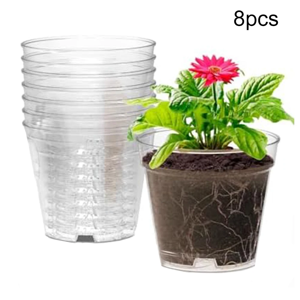 4-Inch Plant Pots Easy Removal Design Reusable Plastic Pots Soft Nursery Pots Reusable Plastic Plant Pots Plant 8 Pieces