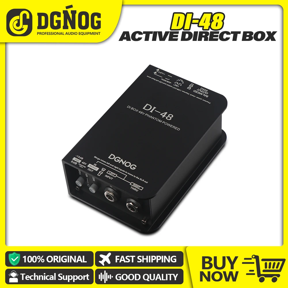 

DGNOG DI48 Direct box 48V Phantom Power Active DI Box Compatible, Bass, Electric Piano, Electric Guitar, Professional Band