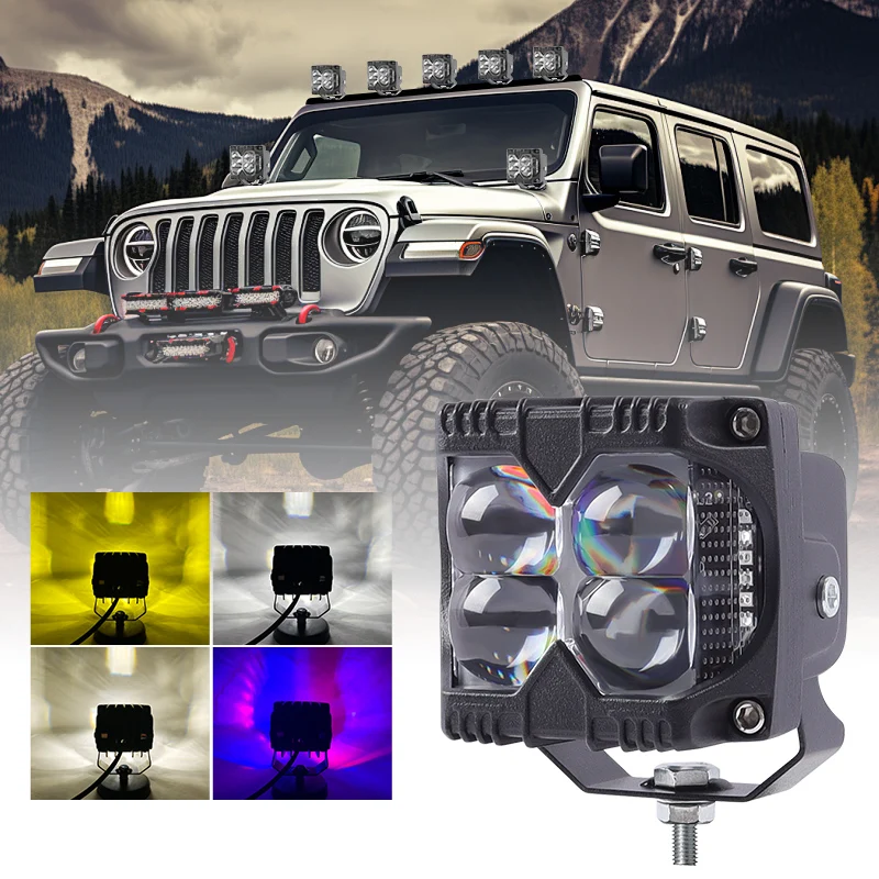 

Dual Side Shooter LED Pod Lights with Strobe Dual Side Amber DRL Red Blue Spot Driving Work Lamps for Truck ATV UTV off-Road