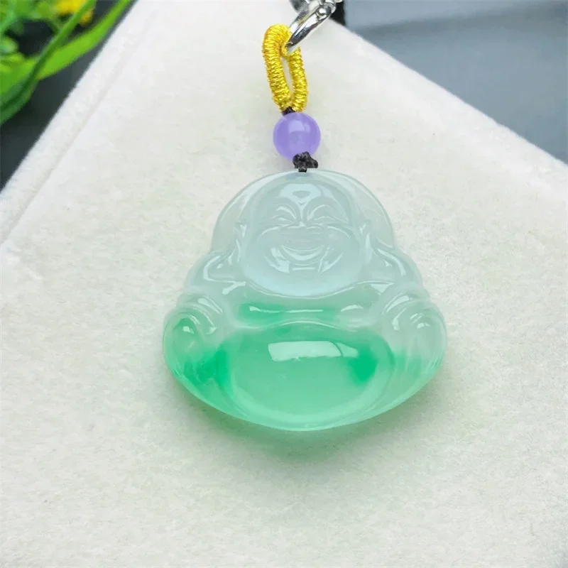 

Hot Selling Natural Hand-carve Jade Ice Maitreya Buddha Necklace Pendant Fashion Jewelry Accessories Men Women Luck Gifts1