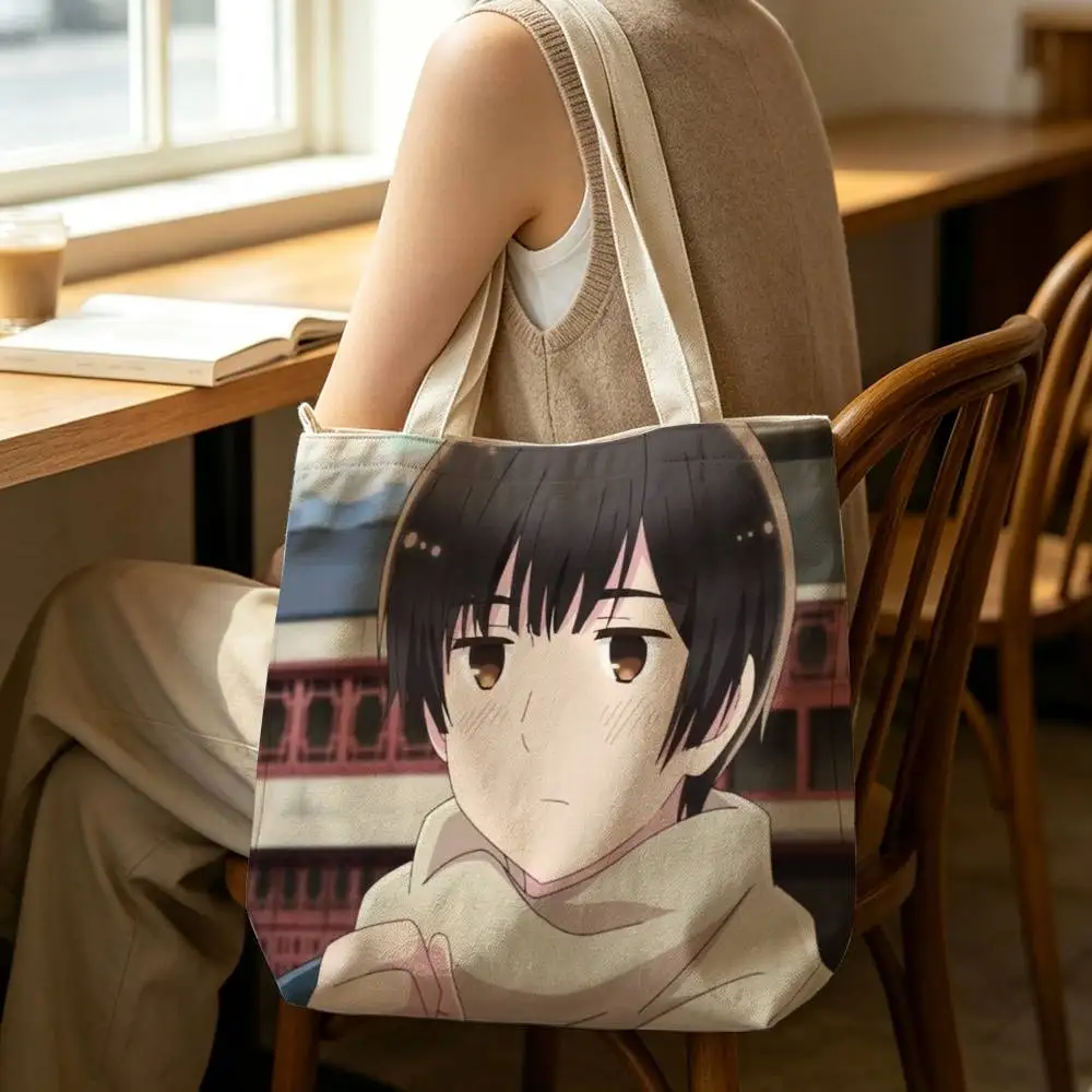 Anime Hetalia World Stars Honda Kiku Icon Tote Bag for Women Reusable Shopping Tote Bag Zippered Shoulder Bags Print