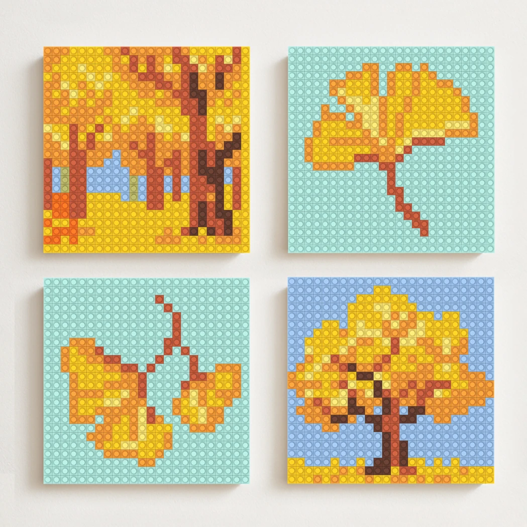 

Autumn Ginkgo Leaf Paint Picture MOC Building Blocks Mosaic Art Brick Painting DIY Wall Decor