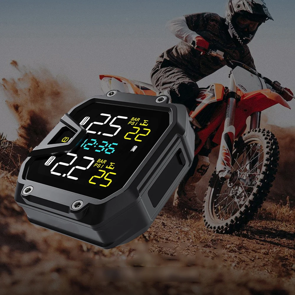 

Motorbike Tyre Pressure Temperature Alarm IP65 Waterproof Wireless Tire Pressure Monitoring System for Two Wheeled Motorcycle