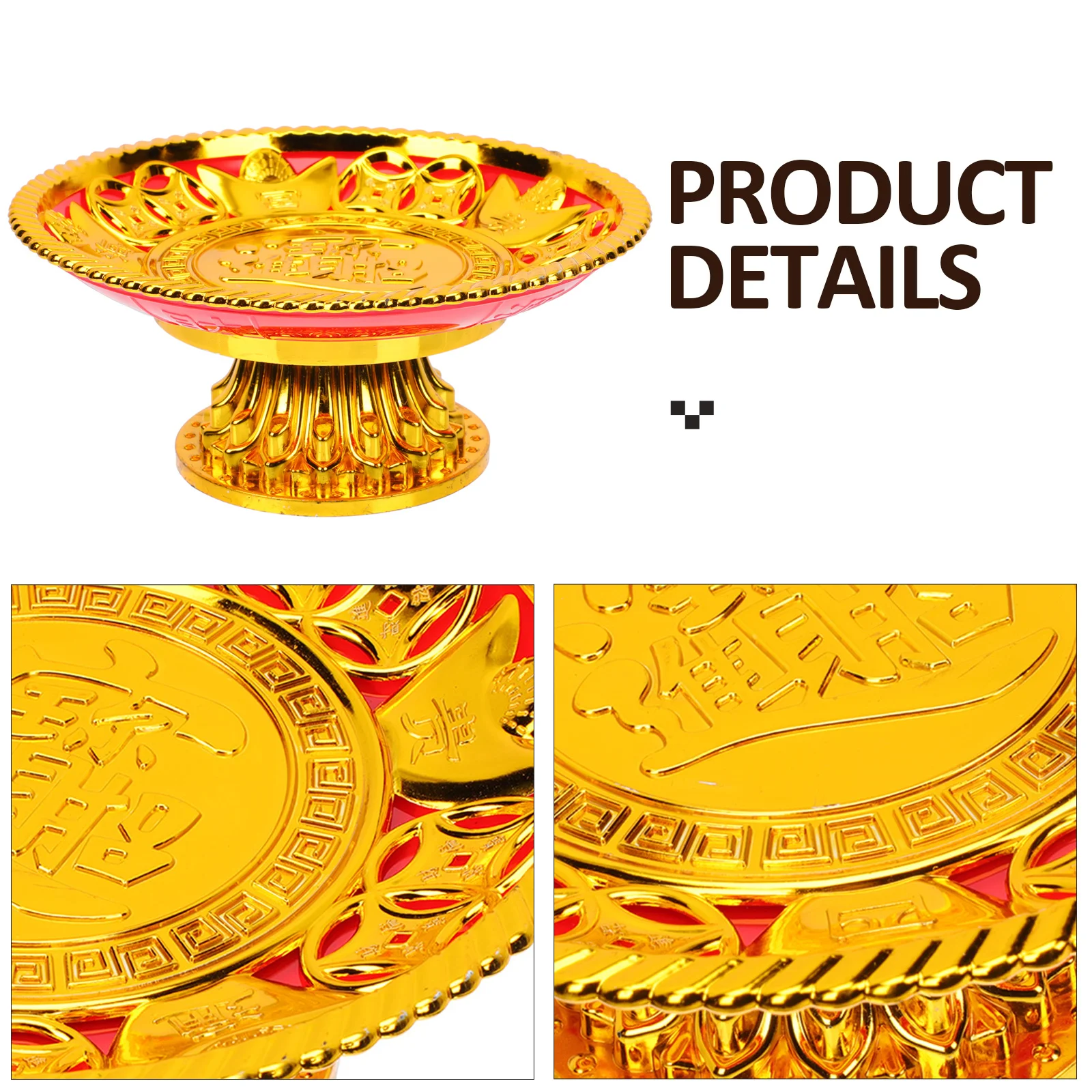 

1pcs Golden Buddhist Offering Plate Temple Serving Tray For Fruit Dried Snacks Religious Ritual Utensil Buddha Fruit Tray