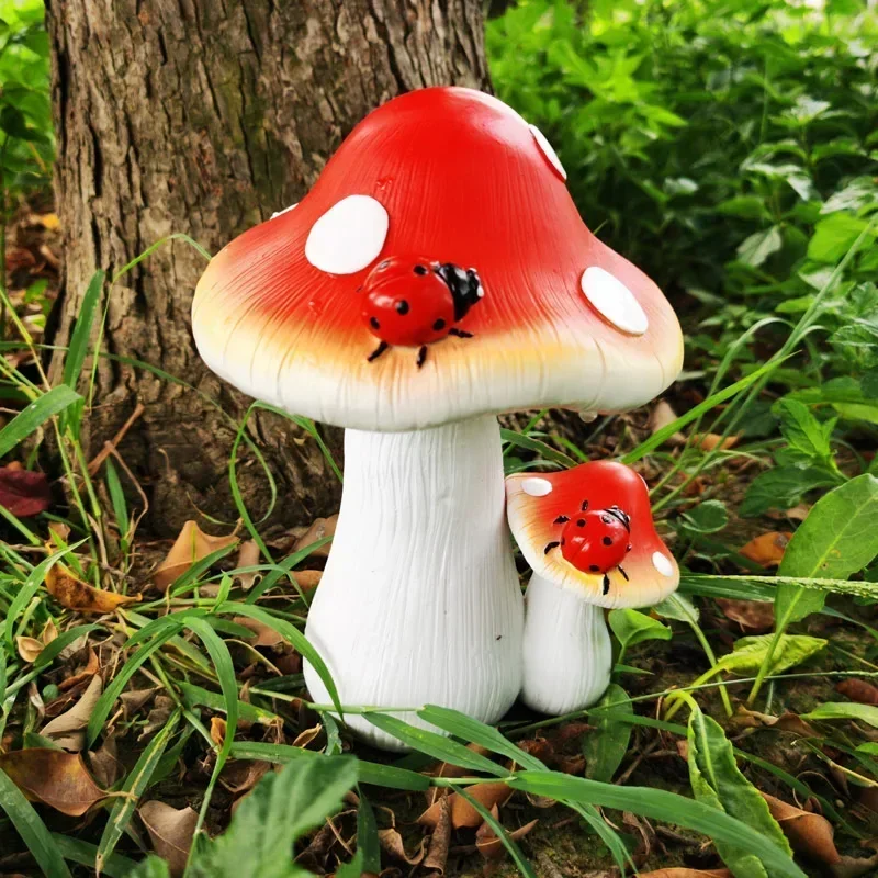 Mushroom Decor Figurine Miniature Fairy Garden Decoration Accessories Plant Pot Decorative Gnome Favorite Resin Mushroom Statue