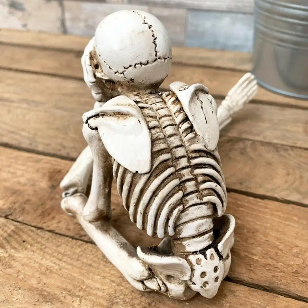 القرود الجمجمة التماثيل الكلاسيكية ثلاثة الحكيمة انظر لا الشر سماع لا الشر التحدث لا الشر هالوين القوطية ديكور الراتنج الهيكل العظمي التماثيل #4