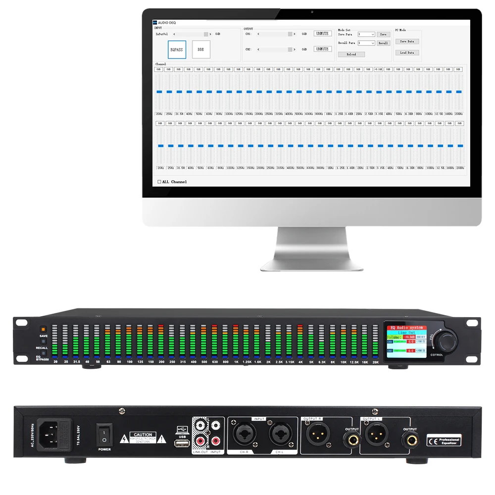 

FSWIRI Professional equalizer 31 Band Stereo Graphic DSP Digital Audio Equalizer DJ Effect Equalizador graphic equalizer