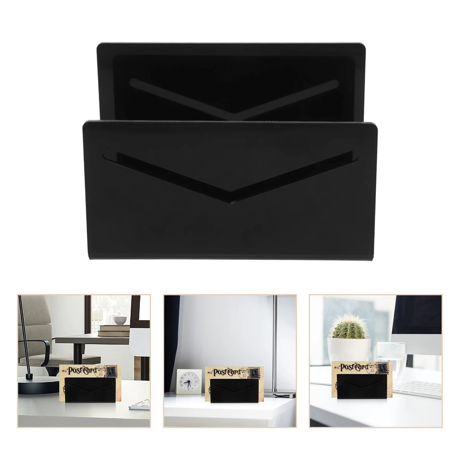 Soporte de correo acrílico para escritorio, bordes pulidos, esquinas redondeadas, soporte para cartas de escritorio de oficina, organizador de correo, estante para clasificador de documentos