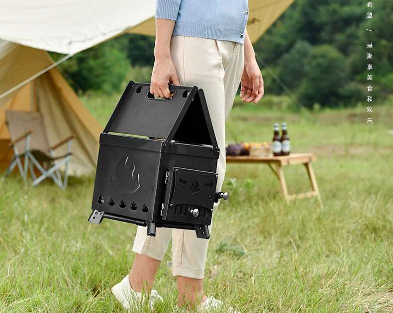 

HOT Cheap Picnic Cubic Folding Cooking Tent Sauna Camp Solo Fireplace Portable Wood Stove Cassette furnace Wood Sauna Stove