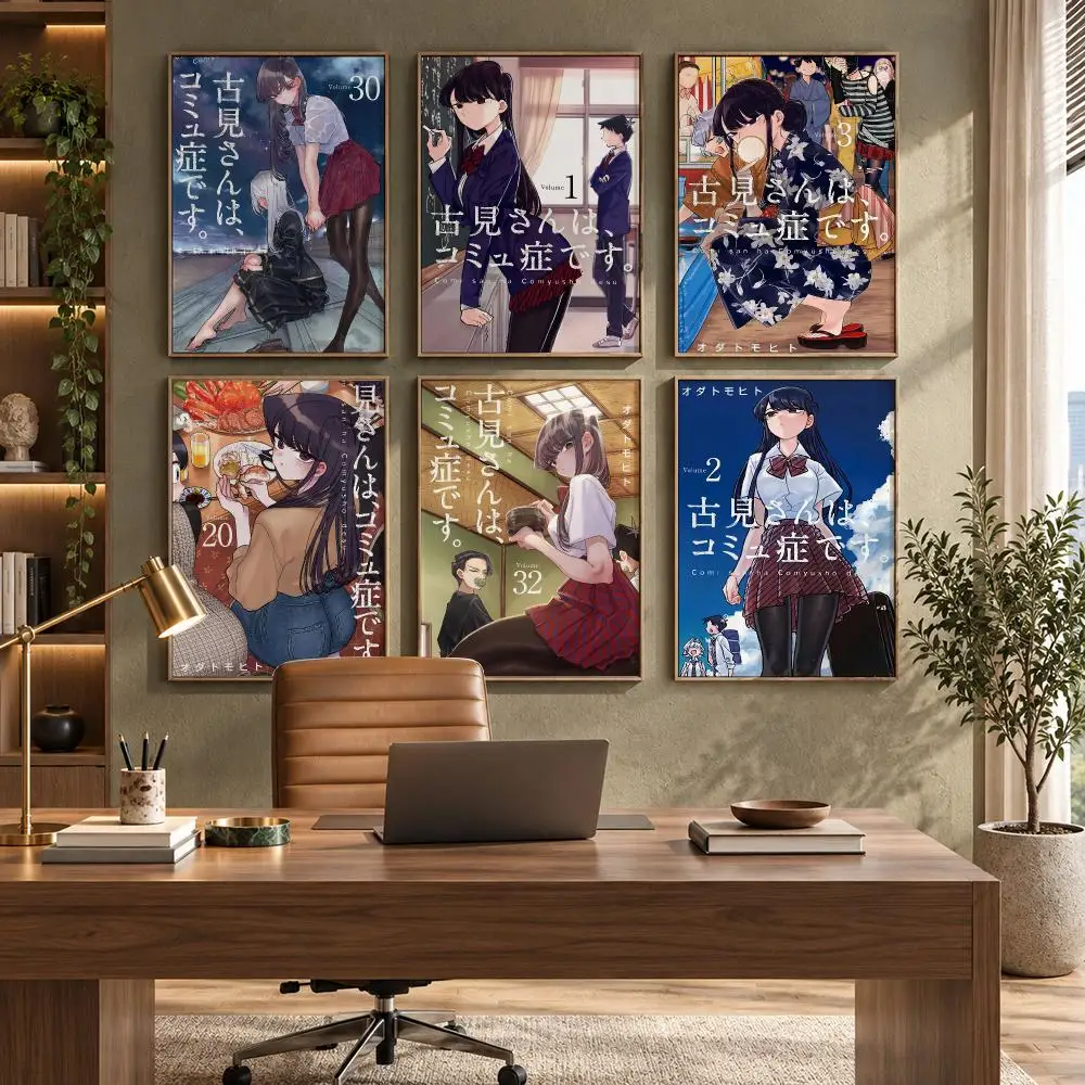 Komi Can't Communicate Anime Poster HD Waterproof Wall Decal for Study, Living Room & Garage, DIY Great Gift for Fans