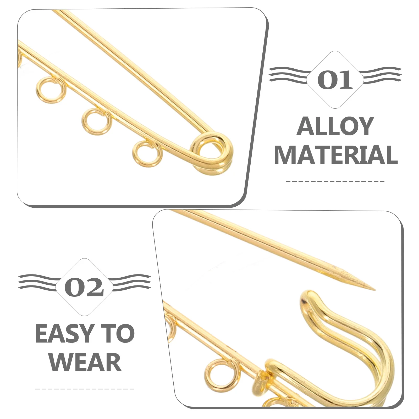 10 pezzi spilla di sicurezza con fori in lega fai da te perni metallici per abbigliamento fissaggio coperta spilla chiusura ago piccolo tessuto resistente