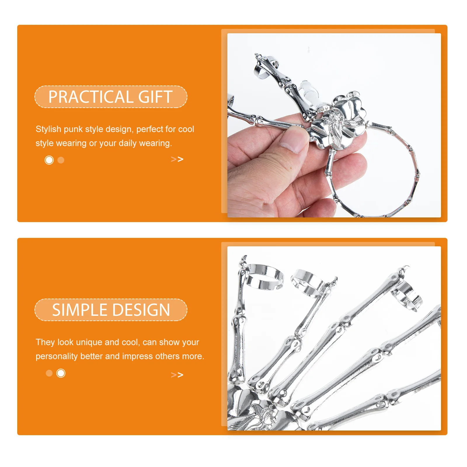 

Skull Bracelet Horror Bone Jewelry Halloween Wrist Straps Men's Rock Hand Accessories Punk Adjustable