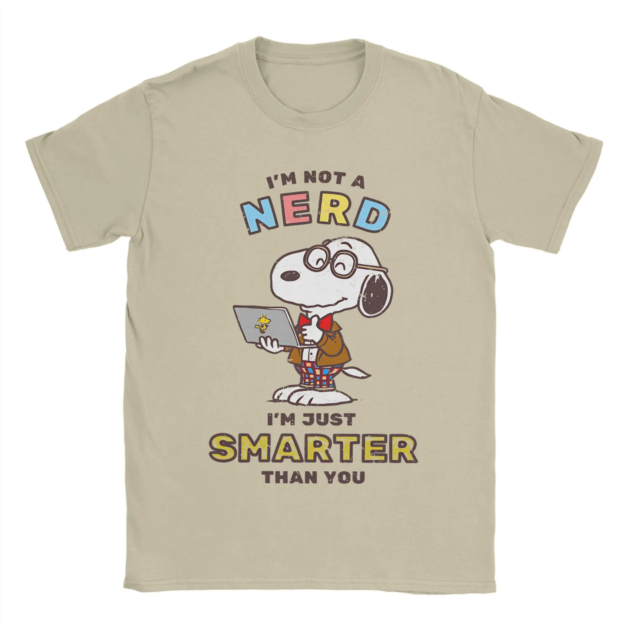 

Повседневные футболки «I'm Not A Nerd Snoopy», мужские футболки из чистого хлопка с круглым вырезом, футболка с короткими рукавами, одежда с графическим принтом