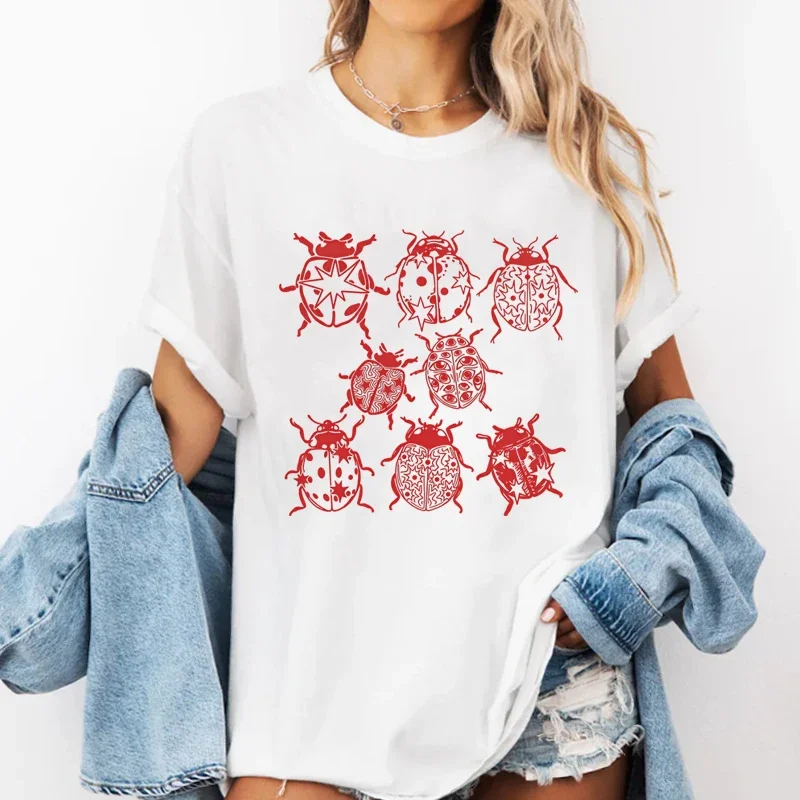 Fashion Ladybug T-Shirt Casual Graphic Printed Tshirts Men Women Summer Cotton Short Sleeve T Shirt Nature Lover Tees Clothes