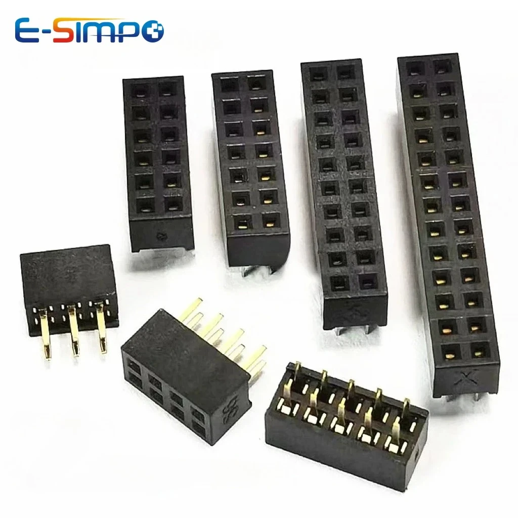 20PCS 2.0mm Double Row Straight Female 2-40P Pin Header Socket Connector 2x2/3/4/5/6/7/8/9/10/12/14/15/20/25/28/30Pin PH=4.3MM