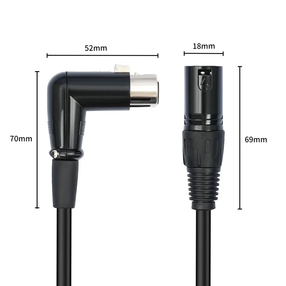 Live Performance 90 Degree XLR Cable 3-Pin XLR Adapter Self-locking Design Aluminum Foil Shielding Anti-interference