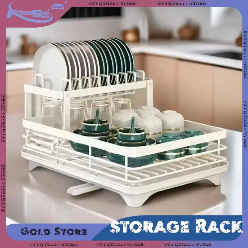 

2-Tier Dish Drying Rack Large Capacity Kitchen Plates Holder with Drainboard Detachable Dishes Drainer Dish Storage Organizer