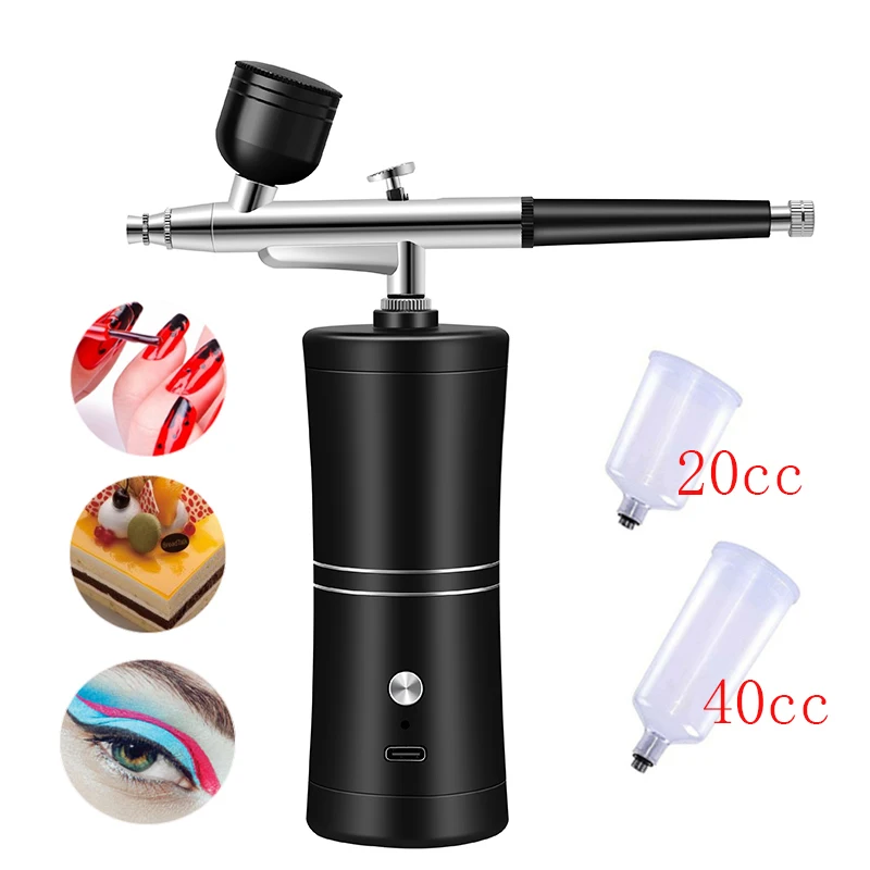 Airbrush for Nails Art Paint Portable Cordless Air Brush Nail Gun with Compressor Nail Decoration Cake Makeup Varnish Spray