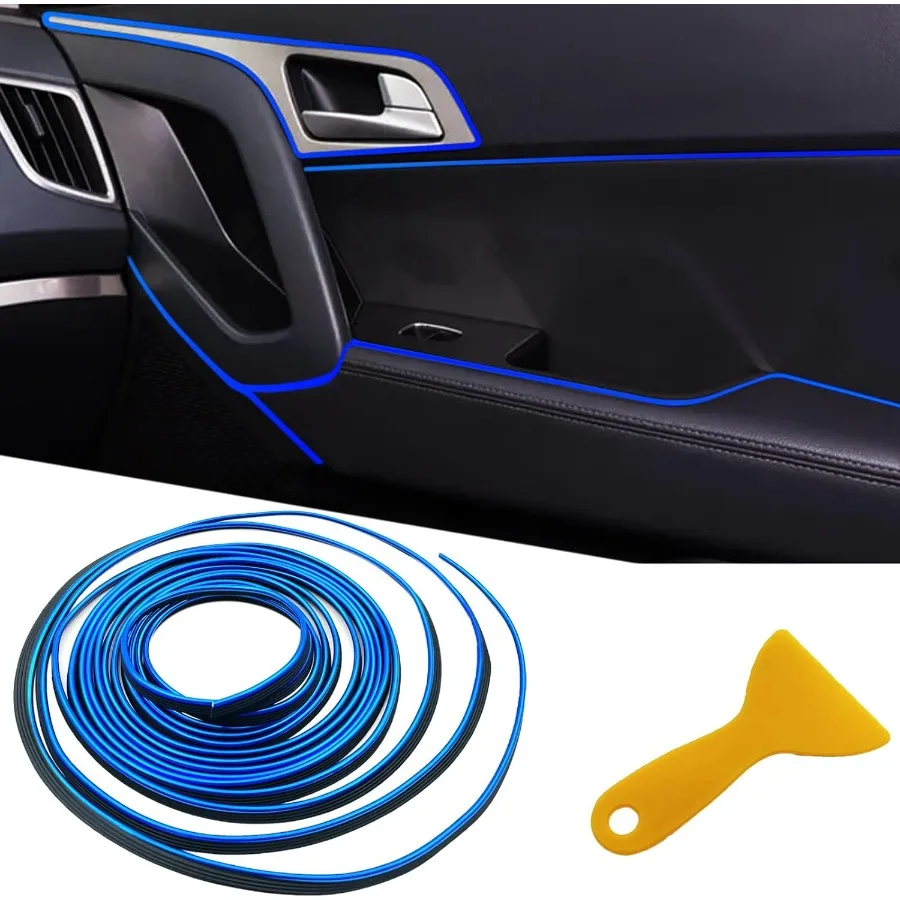 

Universal Electroplating Car Styling Strips, Blue 9.8ft Interior Trim for Dashboard Door Decoration, Easy to Install