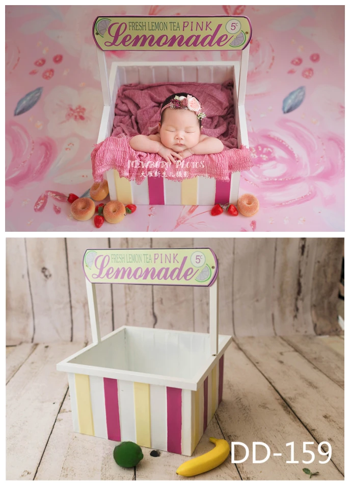 Newborn Photography Props Baby Furniture Posing Iron Stroller Wood Cribs Basket Bed Cot Seats Tub for Studio Photo Shoot Poser view 3