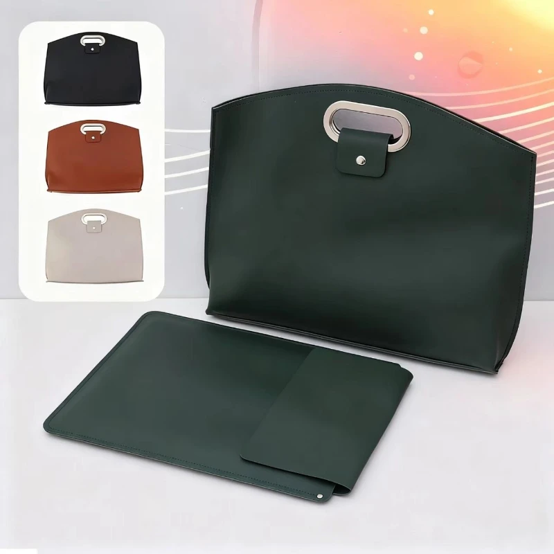 16인치 가죽 노트북 가방: 두꺼운 PU 컴퓨터 서류 가방 (태블릿 포켓 포함) - 비즈니스 & 스타일