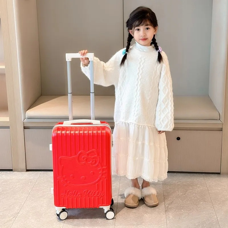 جديد 20 بوصة للأطفال الأمتعة Kawaii الكرتون Kuromi حقيبة تروللي بعجلات حقيبة الطالب عجلة عالمية حمل على حقيبة