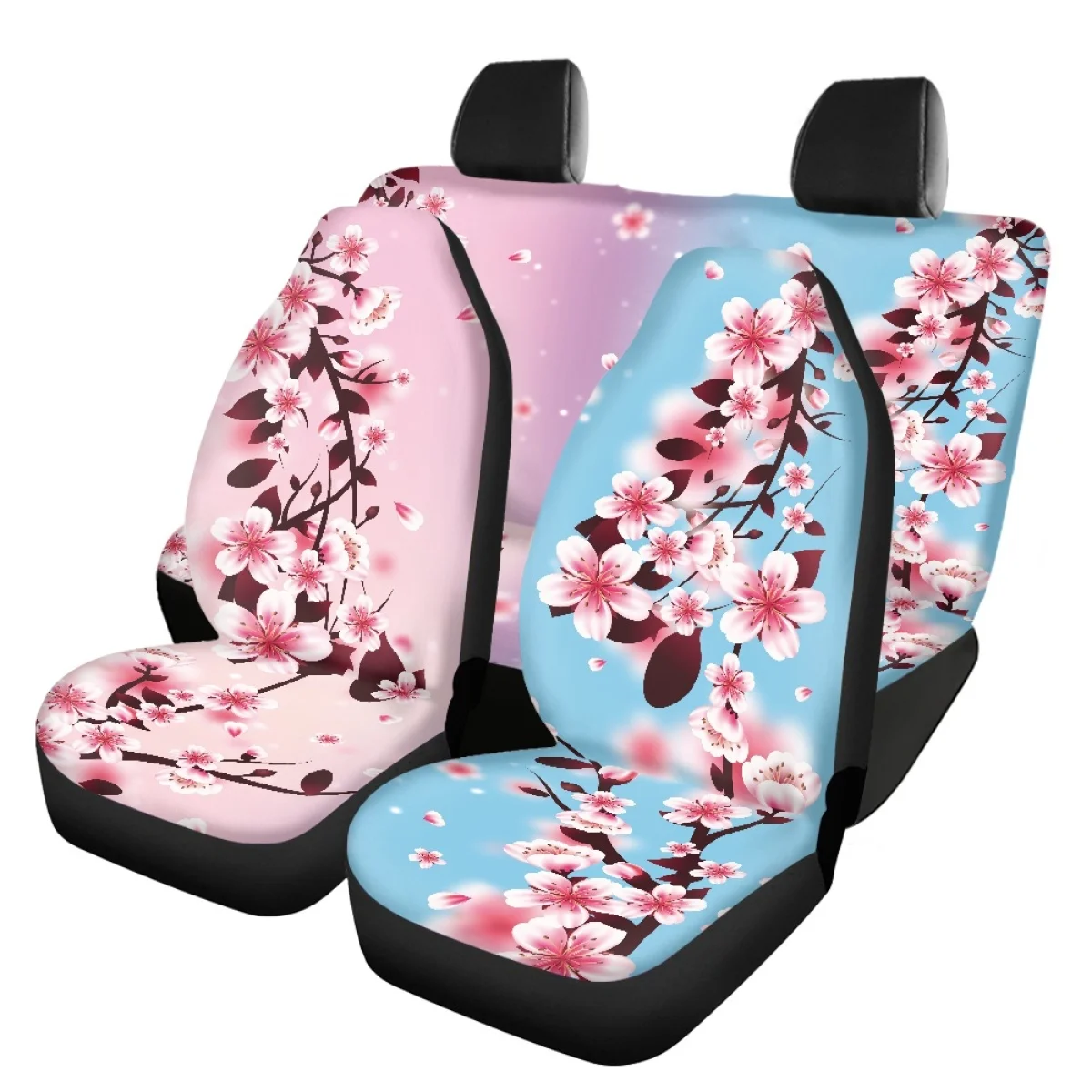 4Pcs Car Seat Covers Plum Bossom Print Front and Back Car Seat Cover Anti Slip-Resistant Soft Universal Auto Seat Protection