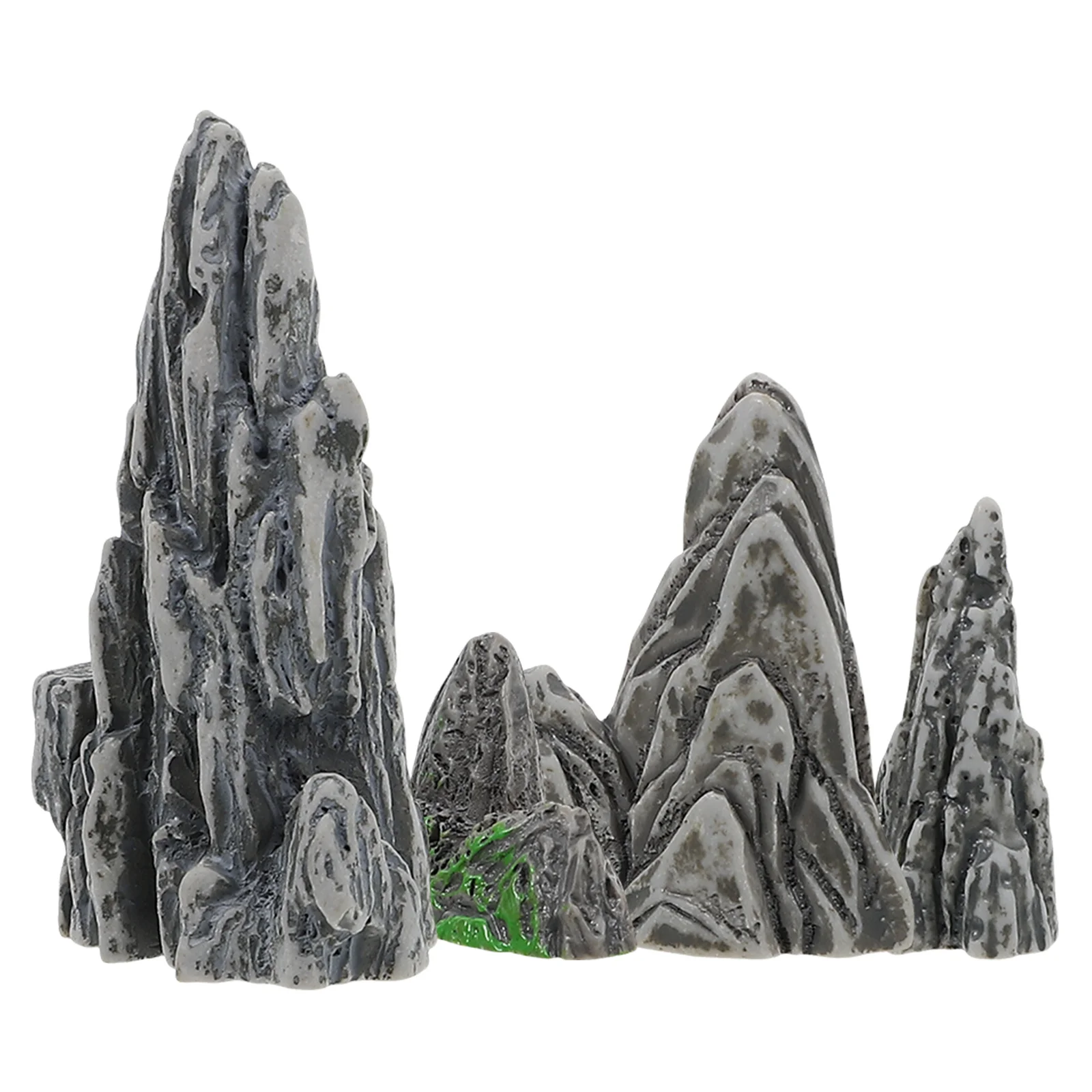 4 Pcs Miniature Mountain Decoration Rockery Model Fish Hole Bonsai Grey Micro Landscape Adornment