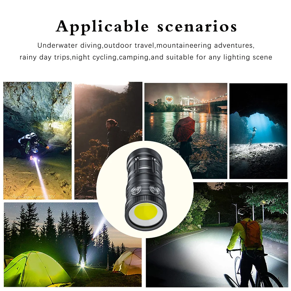 Seafrogs Photography Flash Light 10000lumens 100m Waterproof Depth Diving Torch Battery Inside