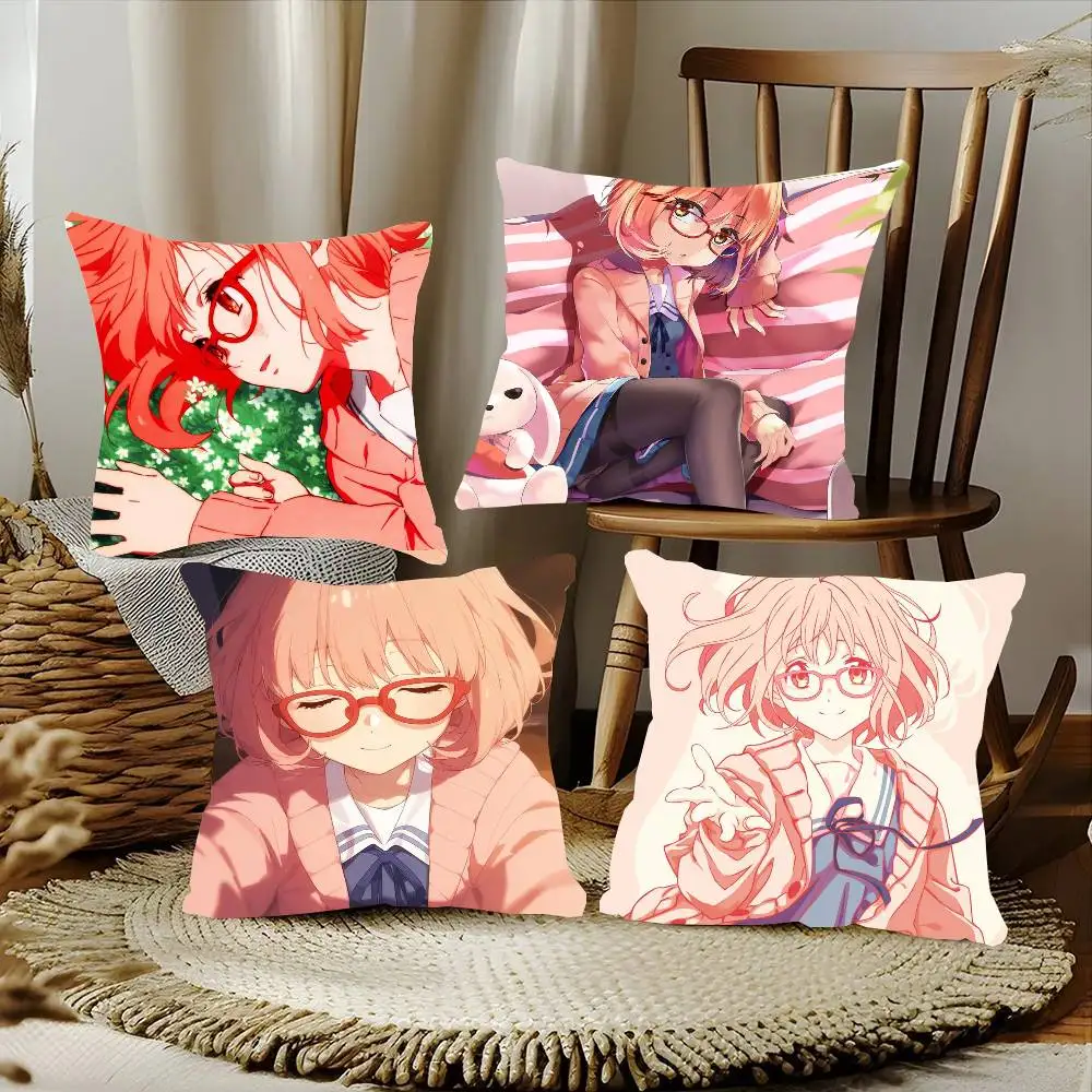 Kuriyama Mirai Animation Kyoukai No Kanata Pillow Case Fashion Square Pillowcase Bedroom Sofa Room Ins Decoration Leisure