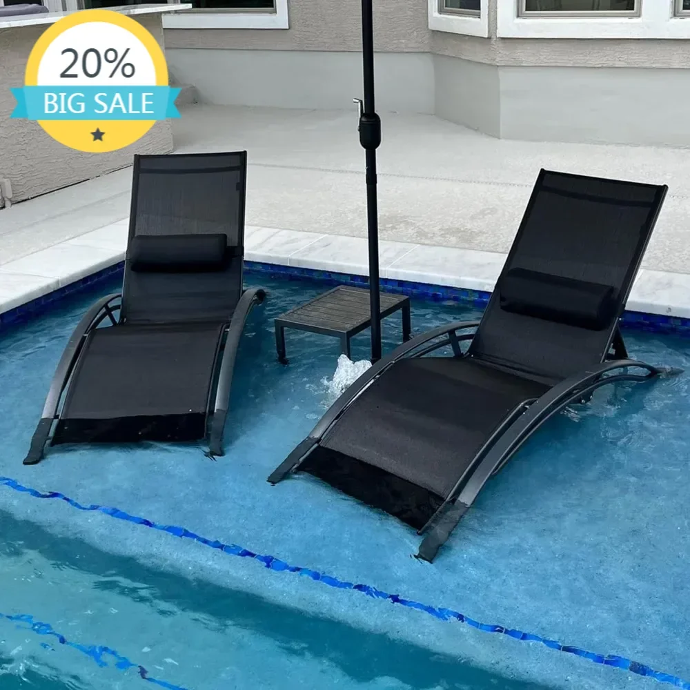 

Бестселлер: Комплект из 3 шезлонгов для патио, уличные кресла-шезлонги для пляжа, бассейна, сада, для загара, для отдыха на открытом воздухе