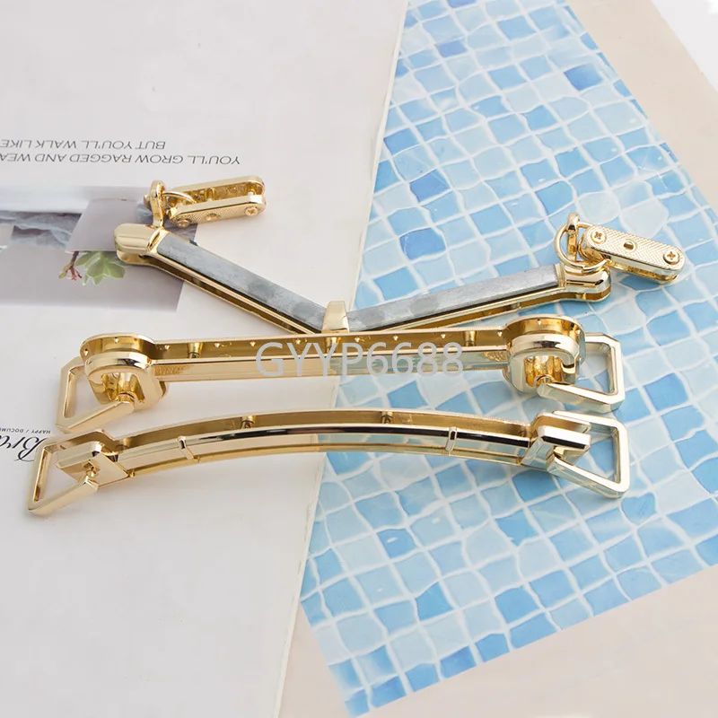 2-10PCS Light Gold Metal Bags Handles Buckles For Purses Frame Handbags Tote Shoulder Replacement DIY Bags Hardware Accessories