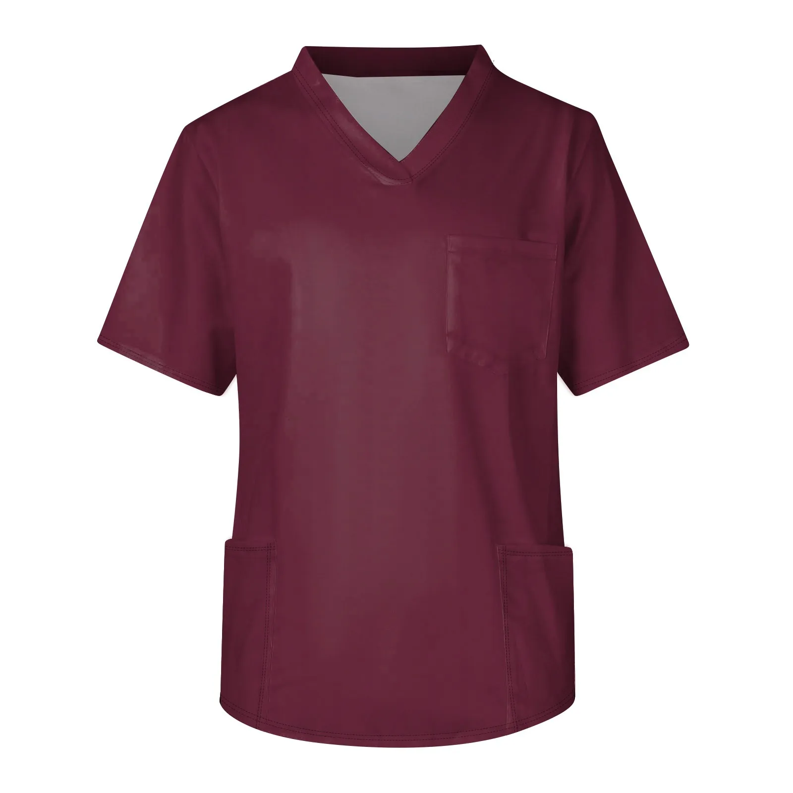 Uniforme de limpieza para hombre, manga corta, cuello en V, Color sólido, bolsillo en el pecho, Top médico para el cuidado, Ropa de Trabajo para niñera, Top para quirófano