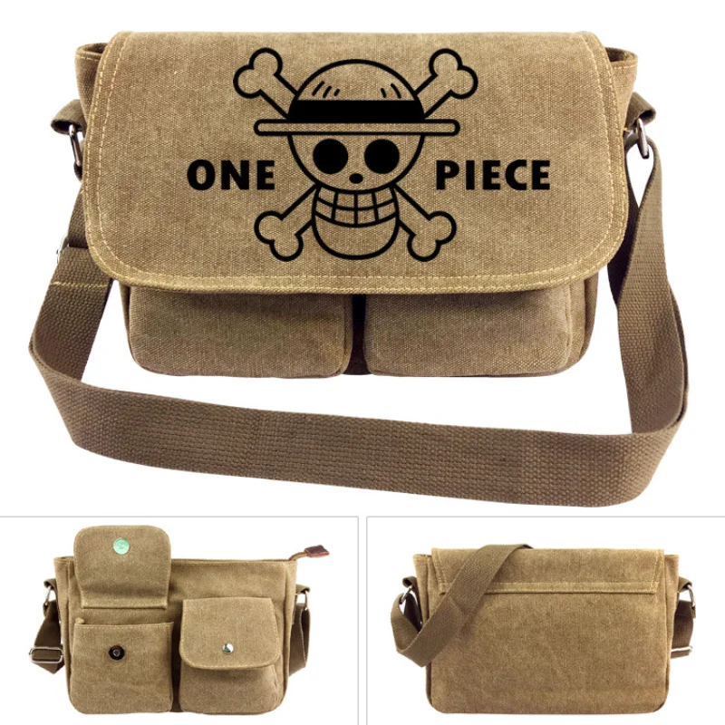 

Nime Peripheral Cartoon Anime One Piece Luffy Zoro Law Print Crossbody Outdoor Bag Storage Personalized Canvas Shoulder Bag Gift