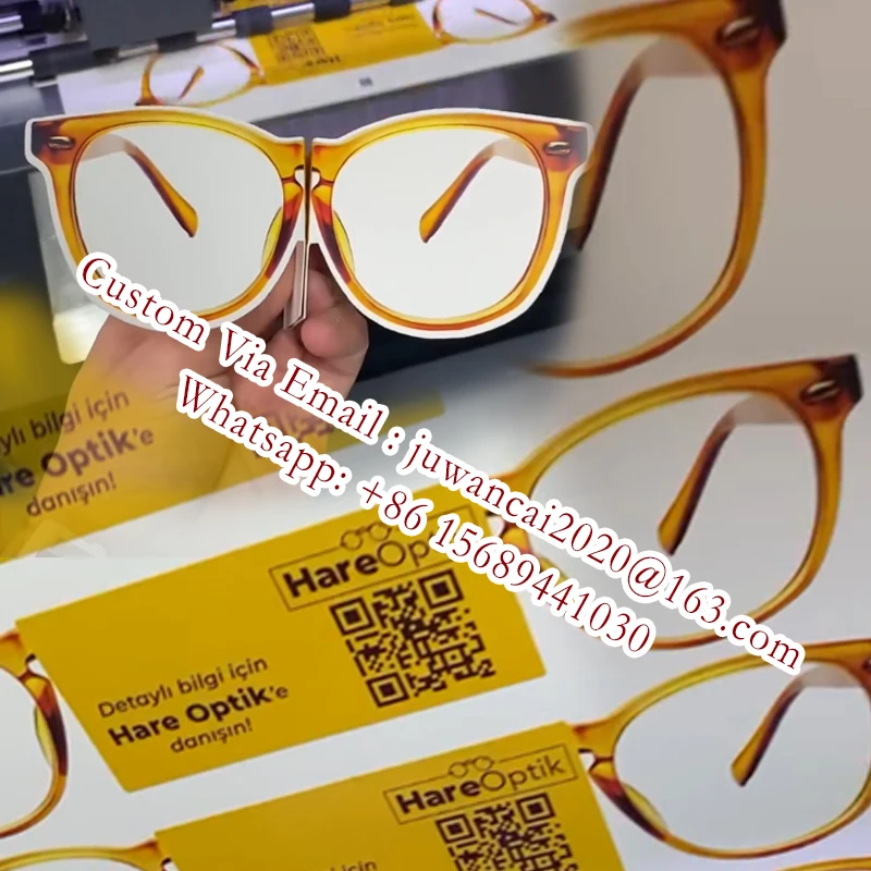 personalized-glasses-die-cut-folding-card-design-3d-business-card-for-opticien-customized-shaped-promotional-card-printing-qr