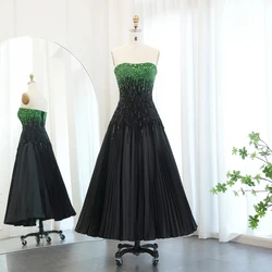 Exquisite Beads Strapless Evening Dresses Fashion Sleeveless Sequined A-Line Party Gowns Elegant Ankle Length Prom Dresses