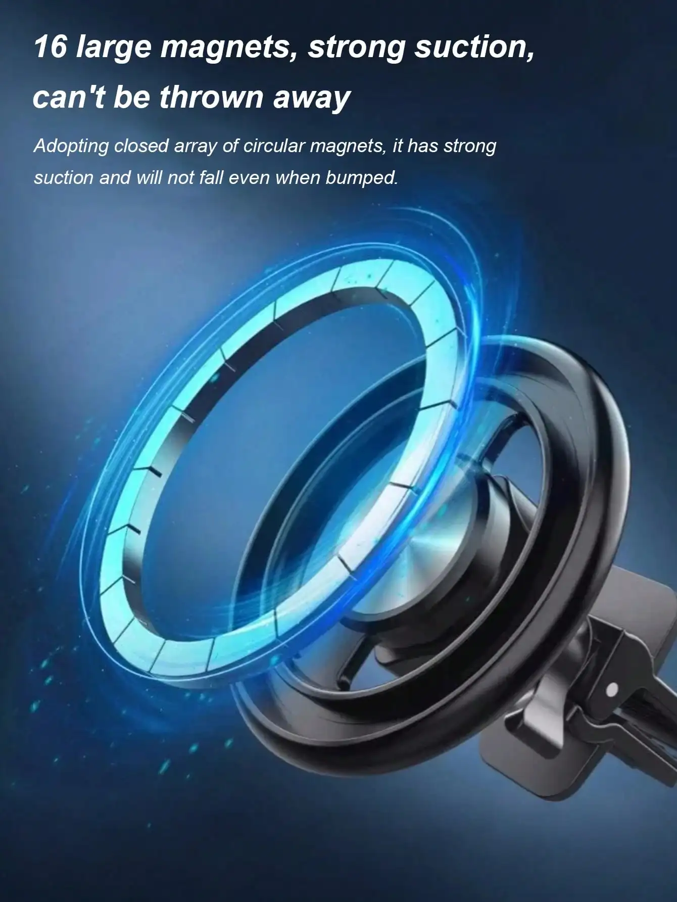 Aluminum Alloy Magnetic Car Phone Holder – 360° Rotation, Compatible with iPhone 12/13/14 Series & All Smartphones