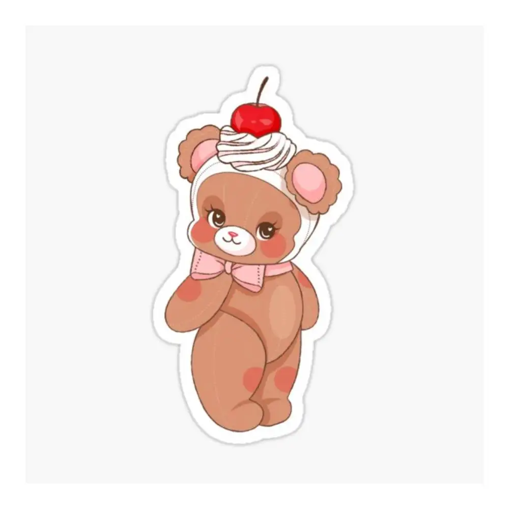 Kawaii Cherry Teddy Bear Cherry Bear Aesthetic Sticker Car Window Bumpers Die-cut Vinyl Stickers Decorative Accessories