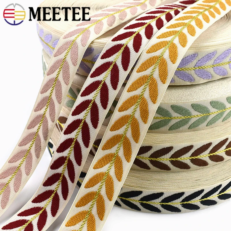 

5/10/15M 25mm Leaf Jacquard Webbing Tape Polyester Ribbon for Bag Strap Garment Trims Curtain Decor Band DIY Sewing Accessories