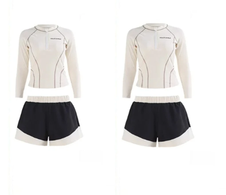 Dreiteiliger Badeanzug für Teenager und Frauen mit Langarm-Oberteil und Hose, Sonnenschutz, Konservativer Stil, Schlanker Schnitt, Lässig für Strand und Outdoor-Schwimmen – Detail 11