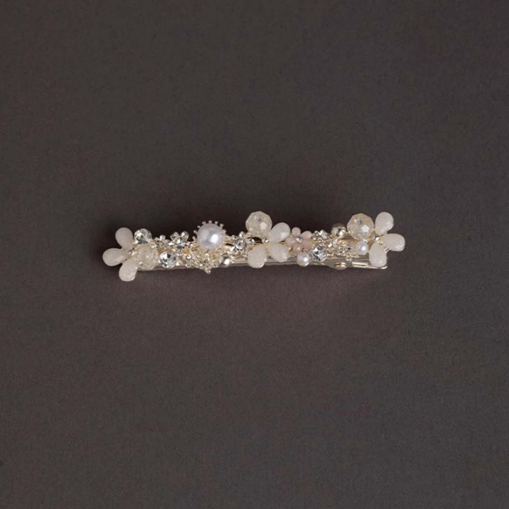 

Pearl Rhinestone Flower Hair Clip Elegant Side Bangs Barrette For Women Alloy Duckbill Clamp Kawaii Hair Accessories