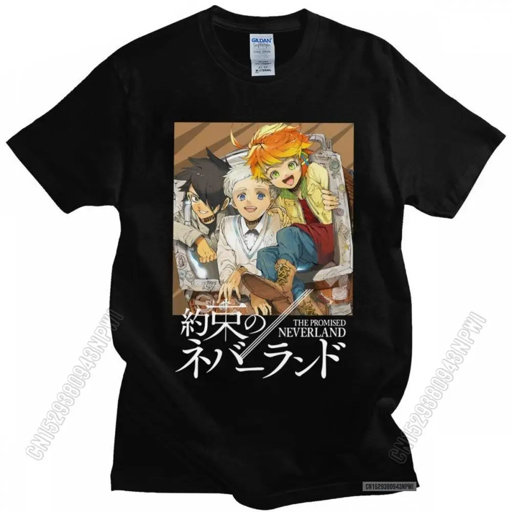 Manga Yakusoku No Neverland Mens T Shirt Clothing The Promised Neverland T-Shirt Emma Norman Ray Tee Tops Crew Neck Tshirt