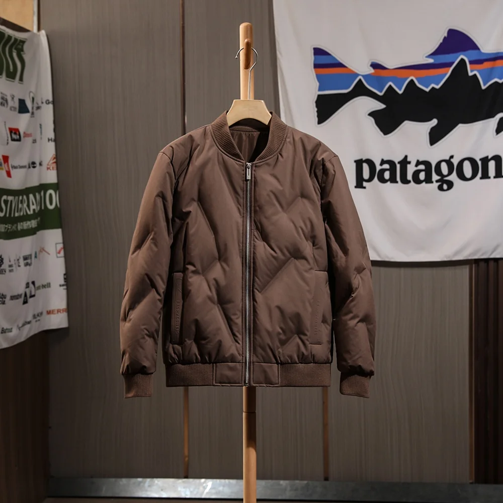 

Line Lightweight White Du down Men's Autumn Winter Baseball Collar Jaet Windproof Warm Polyester Fiber Coat